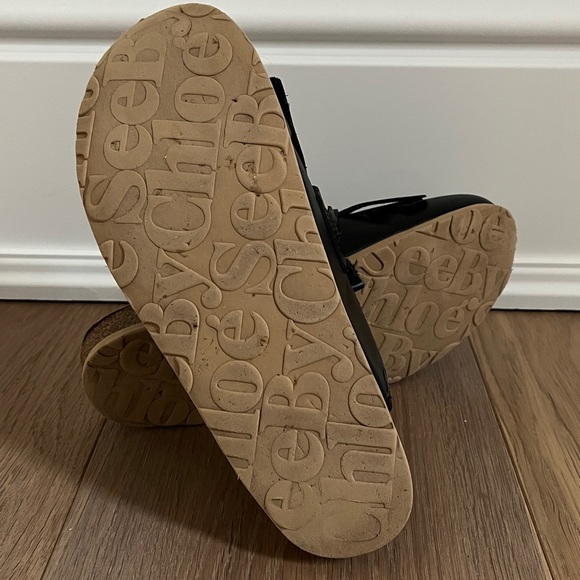 See by Chloé Black Lyvi Mules. Calfskin Leather See by Chloe Slip On Sandals. - Picture 16 of 16